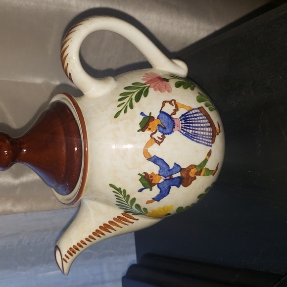 Alpine Peasant Ware Teapot Hand Painted Dancing Pair, made in Germany - Picture 1 of 7